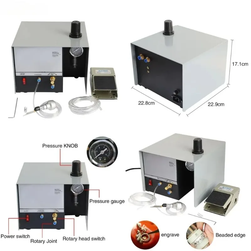 

Hot saleAuble Stainless Steel Pneumatic Engraving Machine Jewelry 0-1400RPM Micro Impact Graver Tool for Metal/Wood/Iron Made