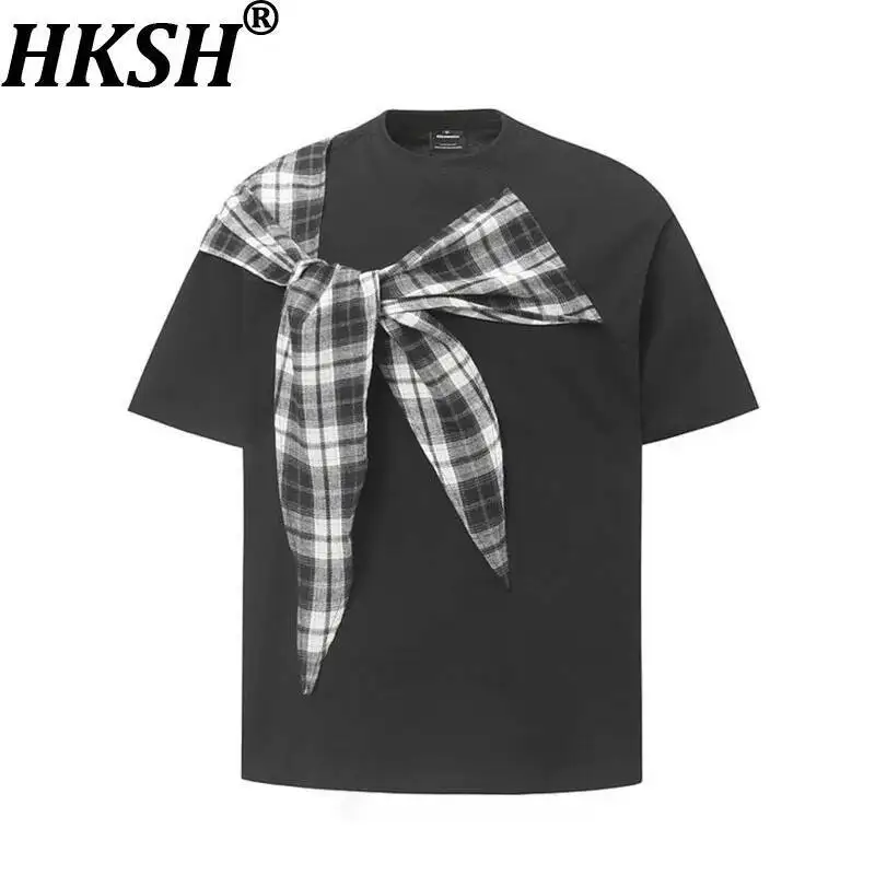 

HKSH Летняя новая мужская элегантная модная нишевая лоскутная уличная универсальная свободная шикарная повседневная футболка с коротким рукавом Ins HK6404