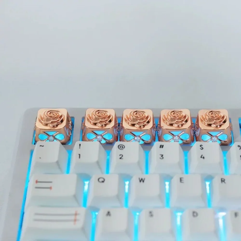 Rose Series Keycap Metal Material Handmade Electroplating Process Custom Creative ESC Keycaps for Mechanical Keyboard Accessory