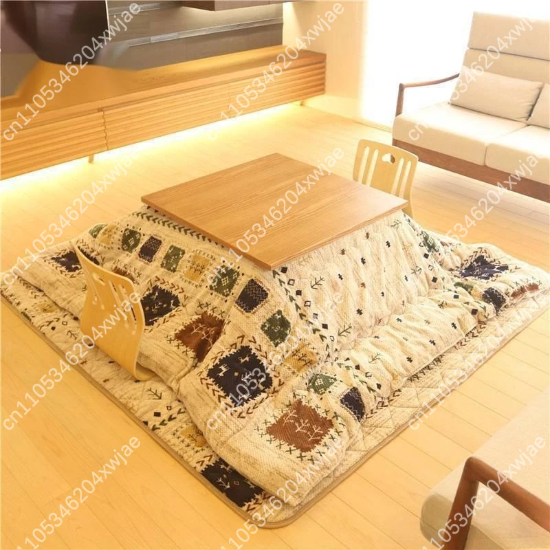 

Foldable Japanese Kotatsu Heated Table with Futon Quilt Low Dining Warming Furniture for Home