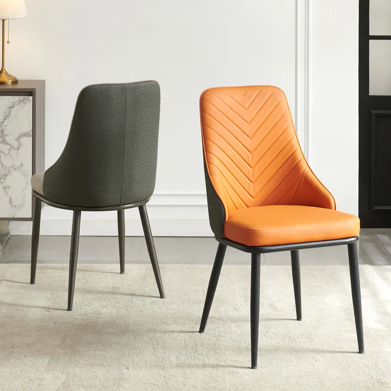 

Modern High-Back Leather Dining Chair with Durable Metal Frame Comfort Restaurant Hotel Dinner Chair Sturdy Home Kitchen Chairs