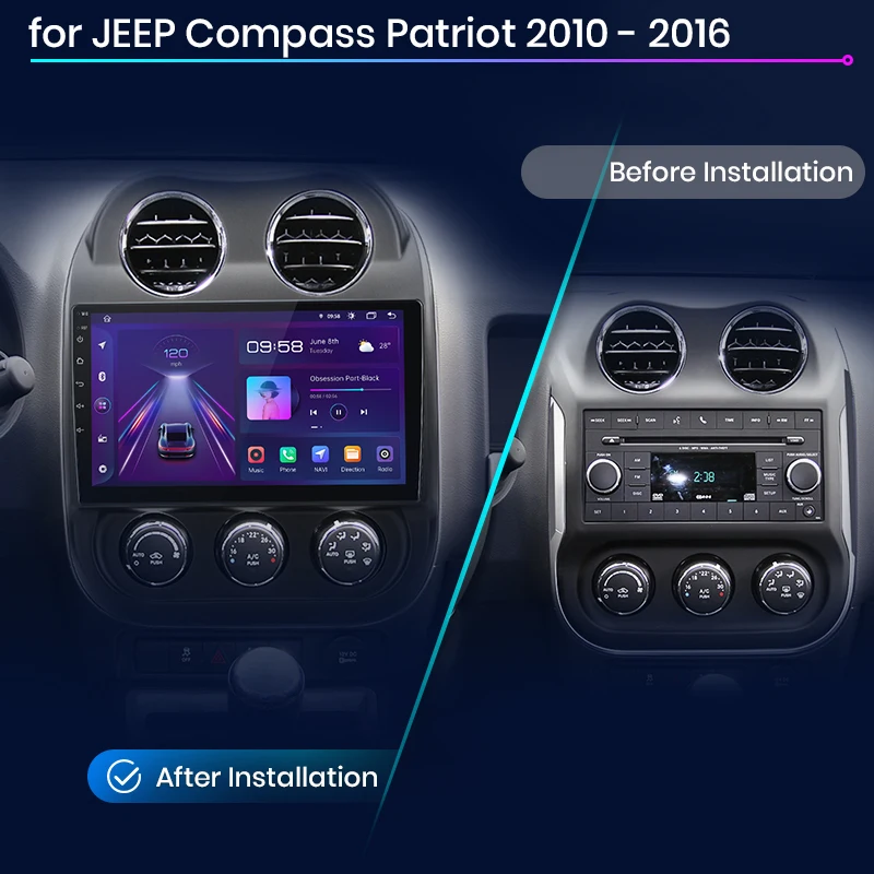 Car Multimedia For JEEP Compass Patriot 2010-2016 Android Auto Radio GPS Navigation For JEEP Compass Patriot