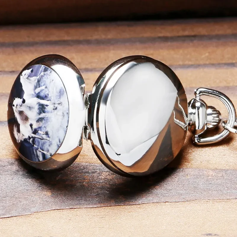 Модные винтажные цветные декоративные карманные часы с изображением лошади на цепочке, винтажные часы, кварцевое ожерелье, часы с подвеской, подарки для женщин