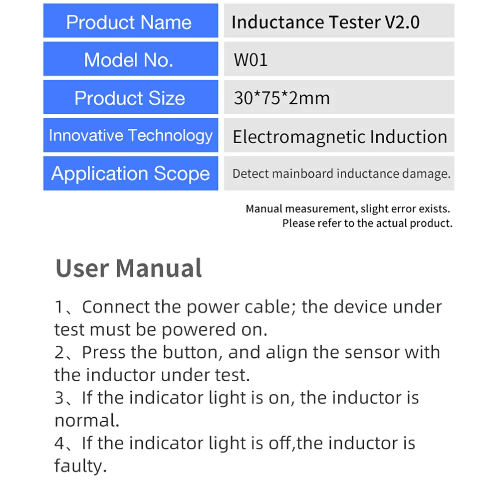 W01 Typ-C Induktanz-Tester, Motherboard-Spulentester zur Fehlererkennung und Diagnose von Mobiltelefon-Komponenten und Reparatur – Detail 17