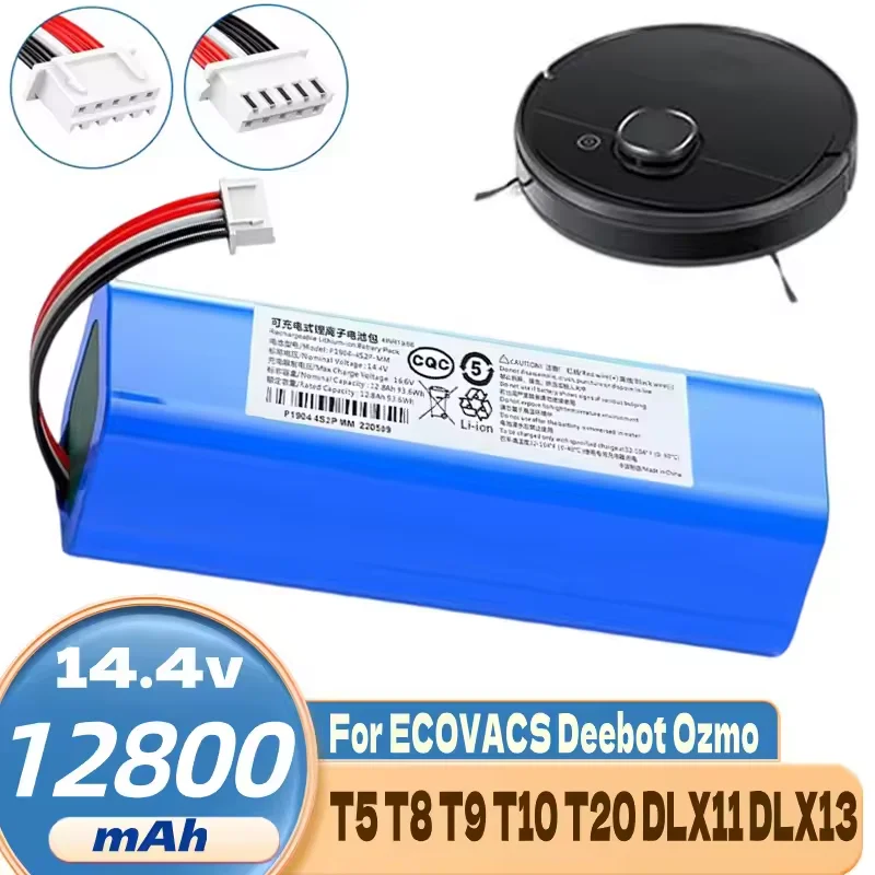 100% NEW For ECOVACS Battery S10-LI-144-5200 12800mAh Robotic Vacuum Cleaner Replacement for X1 T5 T8 T8AIVI MAX T9 12800mAh