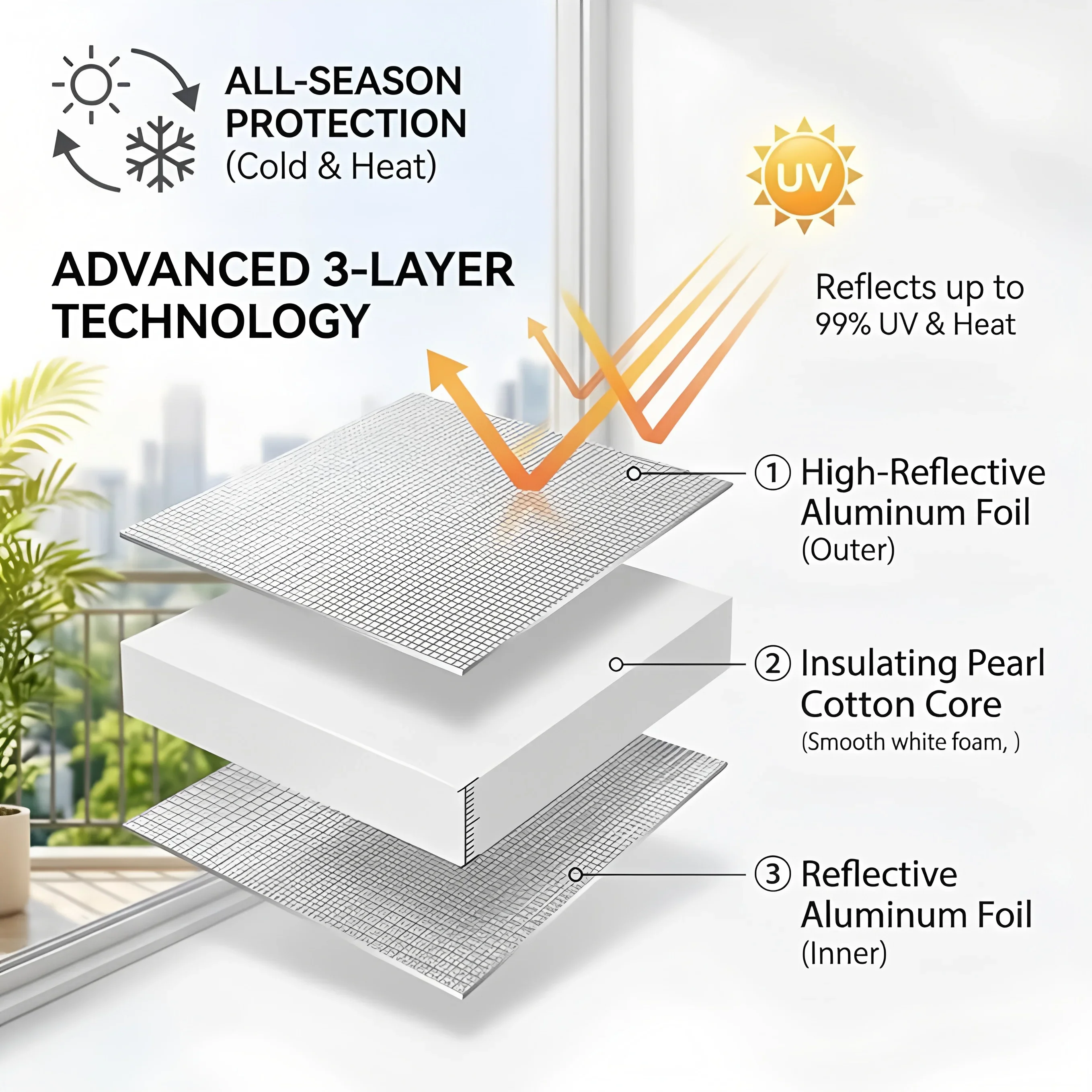 Window Sun Blockers Blackout Aluminum Screen Sun Shade Window Film Insulation Heat Blocker Balcony Foil Car Heat-blocking Cover