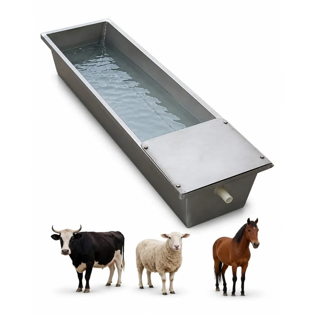 Water Trough Horse Livestock Automatic Waterer Stainless Steel Self Filling Float Valve Large Capacity Feeding Feeder