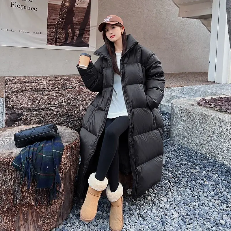 Winter Coat Parkas Women X-long Simple Warm Thicken Korean Style Loose All-match Vintage Elegant Cozy Streetwear Females Casual