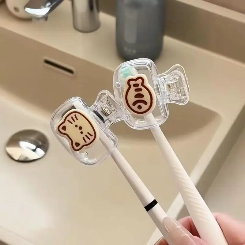 4Pcs Cute Travel Toothbrush Head Covers Protector Cap Brush Pod Case Protective Portable Plastic Clip For Household Travel