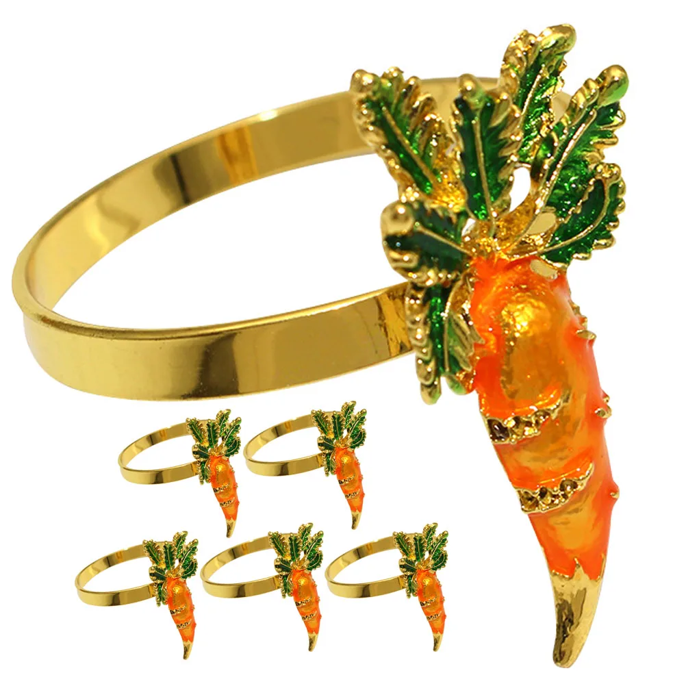 

6 Pcs Carrot Napkin Rings Clasp Dining Room Table Decor Spring for Napkins Metal Creative