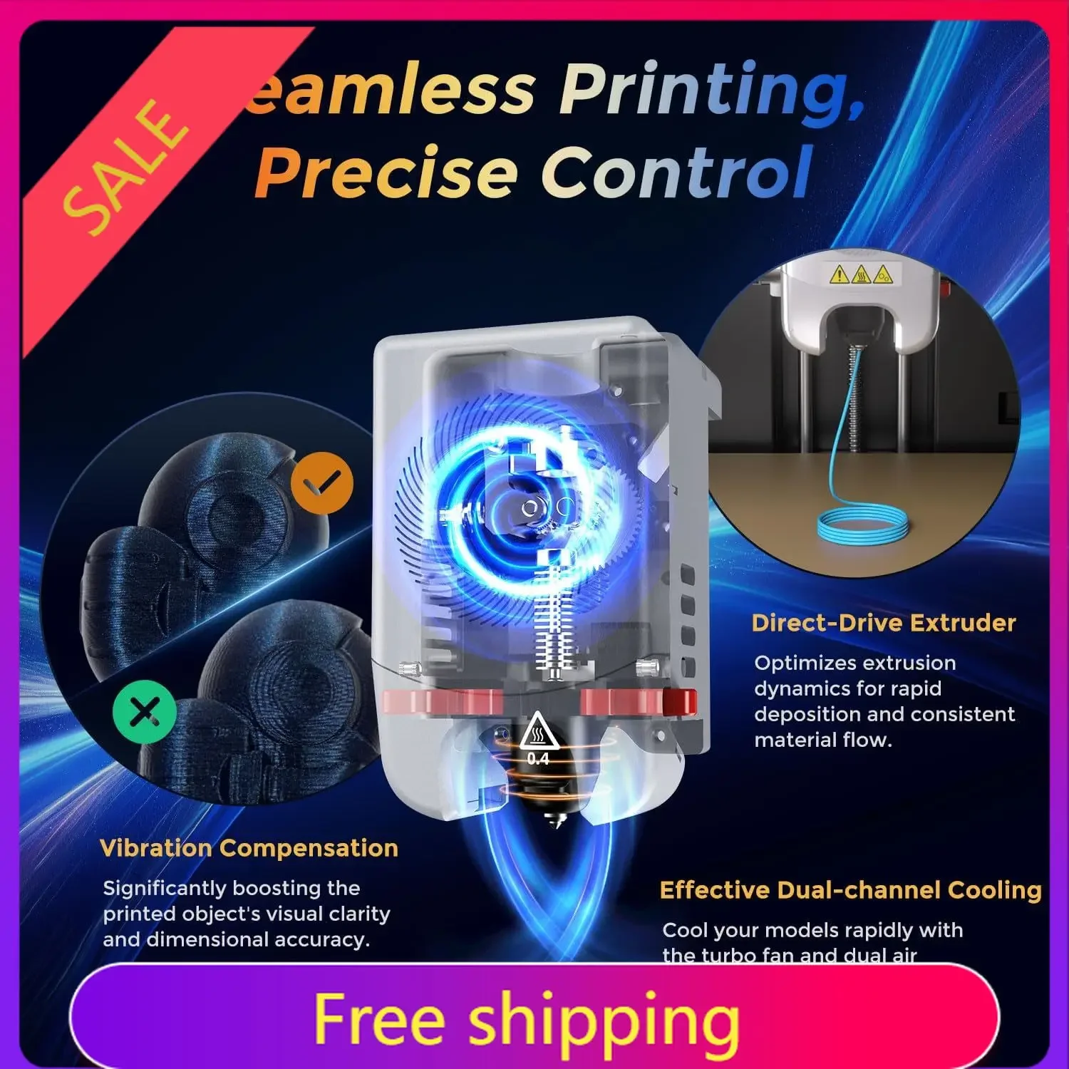 3D Printer AD5M, 1-Click Full-Auto Calibration 600mm/s Fast Printing, CoreXY High-Speed Precision with Every Layer, 3S Quick-Swa