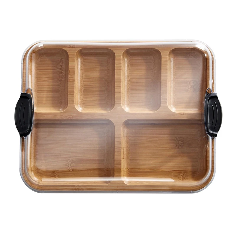 WISH Bamboo Cutting Board With Lid, Black Handles, 11X14 Inch - Perfect For Charcuterie, Snacks, And More