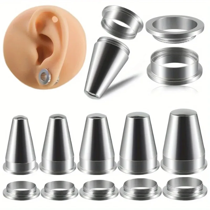 1pair Piercing Large Size Stainless Steel Cone Pulley Ear Hole Expansion Tool Set