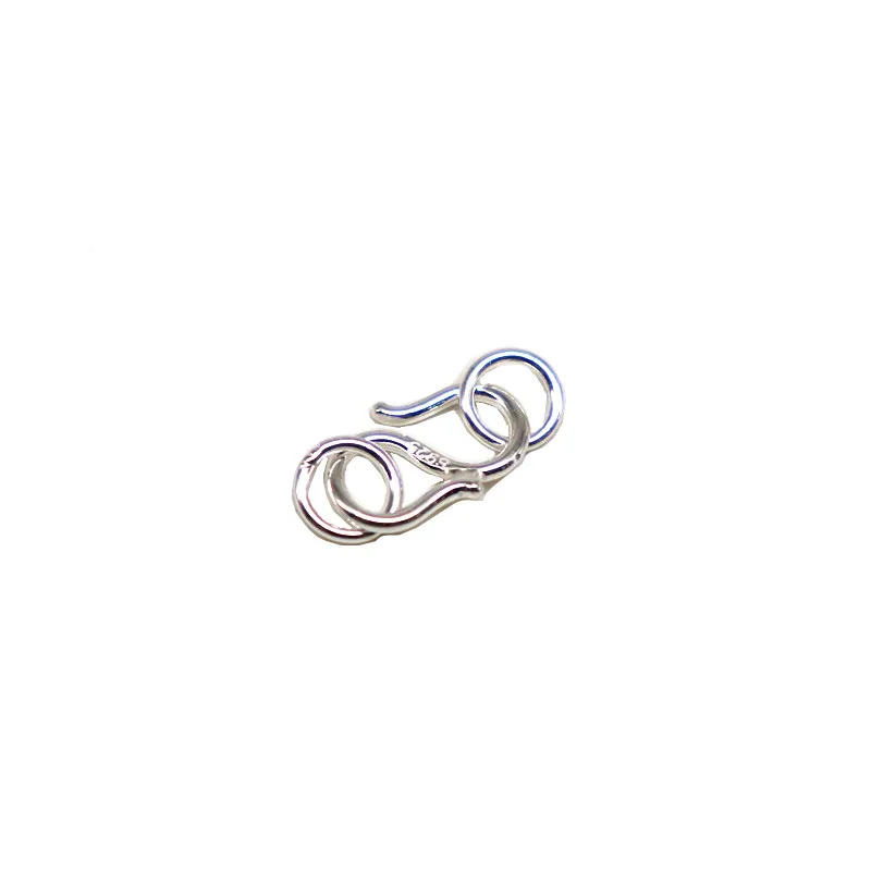 925 Sterling Silver Hook S Clasp with Double Closed Jump Ring for Necklace Jewelry Making Bracelet DIY Accessories Component