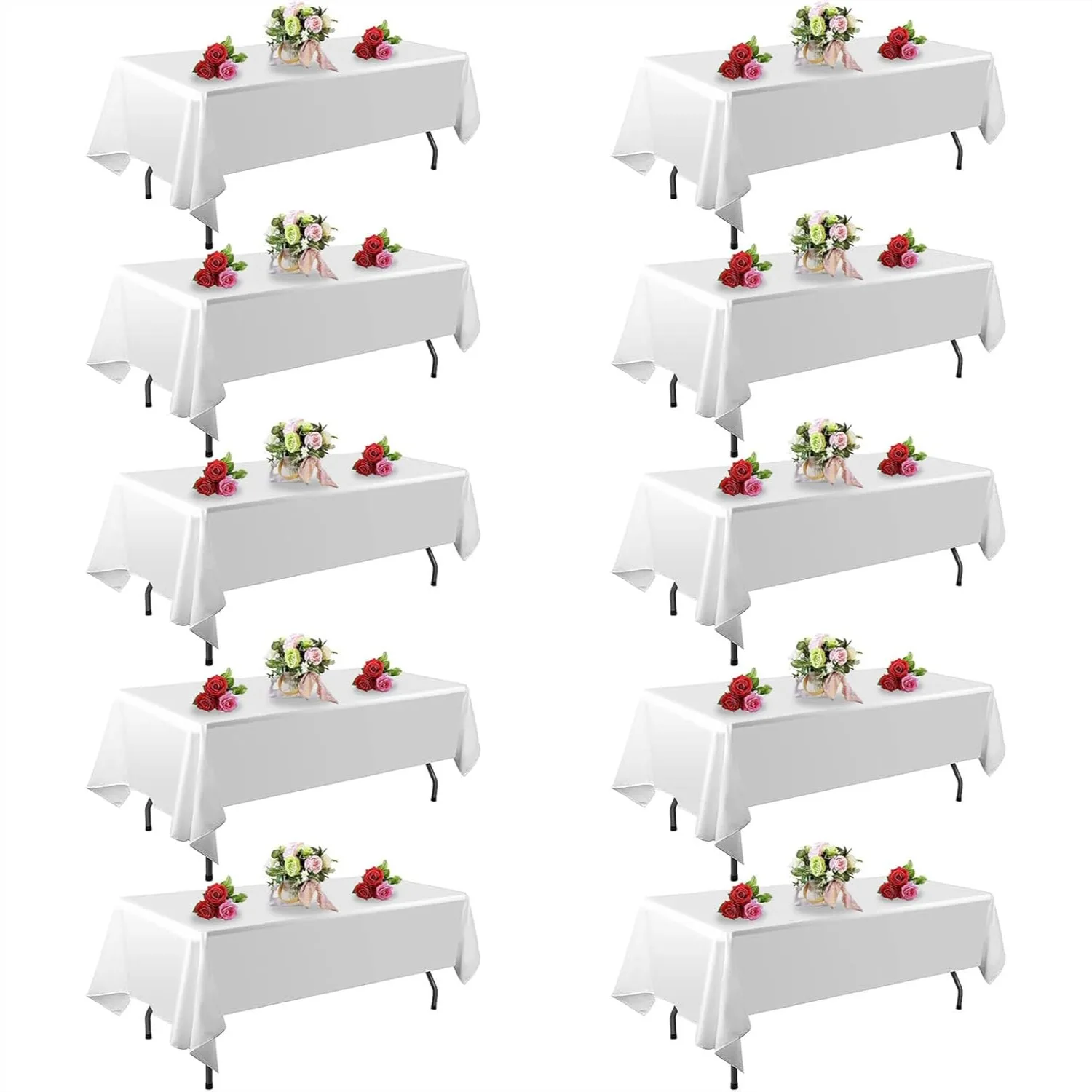 

White Table Cloth 60x102 Inch Rectangle for 6ft Tables, Stain & Wrinkle Resistant Polyester, Washable for Parties Weddings