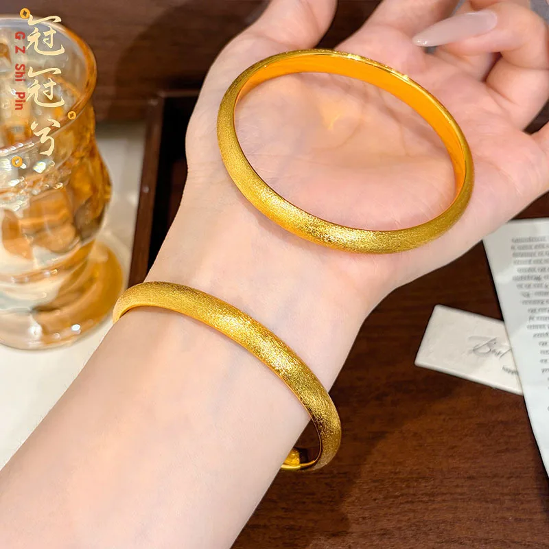 2026 Color Retaining Copper Gold Plated Bangle For Women Daily Party Wear Gift Solid Closed Brushed Plain Circle Uniform Color