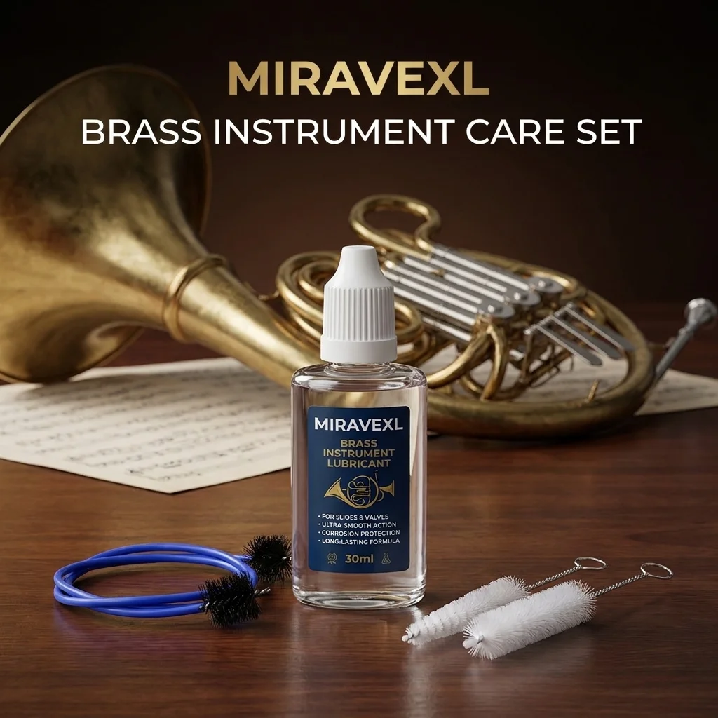 Lubricante y juego de cepillos para instrumentos de latón, aceite para válvulas de trompeta, trombón y trompa, lubricación suave y anticorrosión