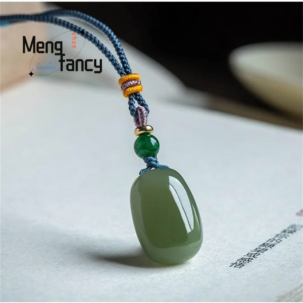 

Natural Hetian Green Jade Auspicious Wushi Pai High-grade Pendant Simple Exquisite Fashion Jewellery Best Selling Holiday Gifts