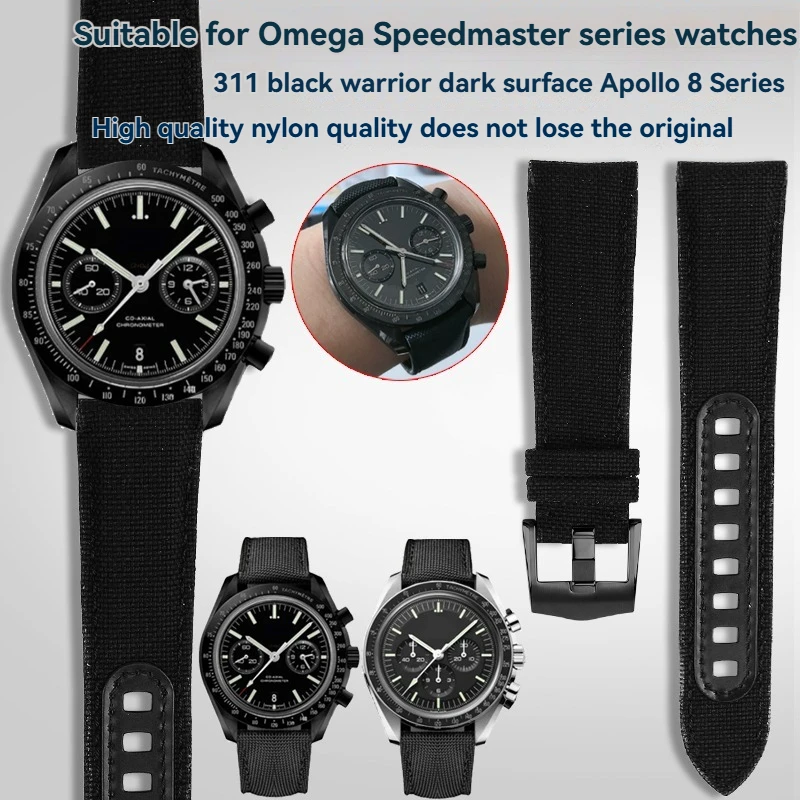For Omega Supremaster 311 Series Black Knight/Moon Dark Side Apollo 8 311.92 Arc High Quality Canvas Nylon Men's Watch Strap