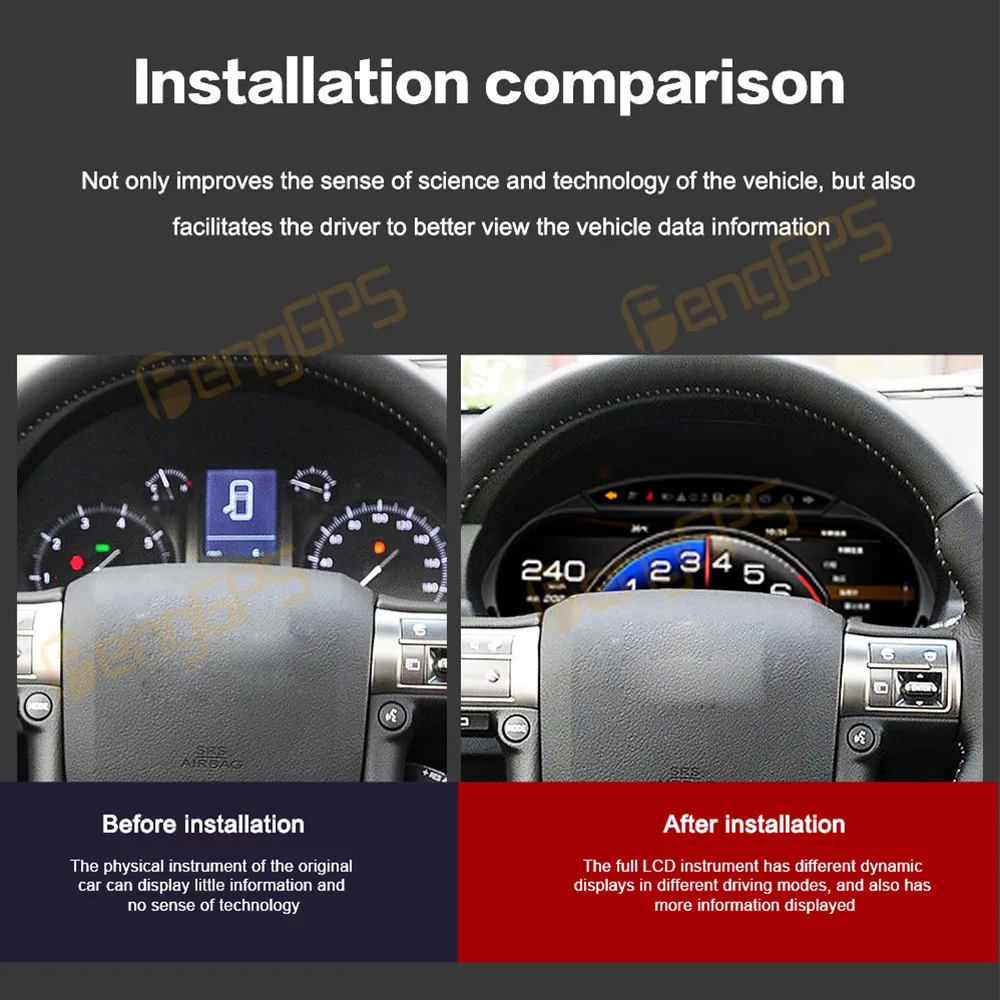 12.3 Inch Digital Cluster Odometer Screen For Lexus GX 2010-2021 LCD Instrument Panel Virtual Cockpit Speed Meter Car Dashboard