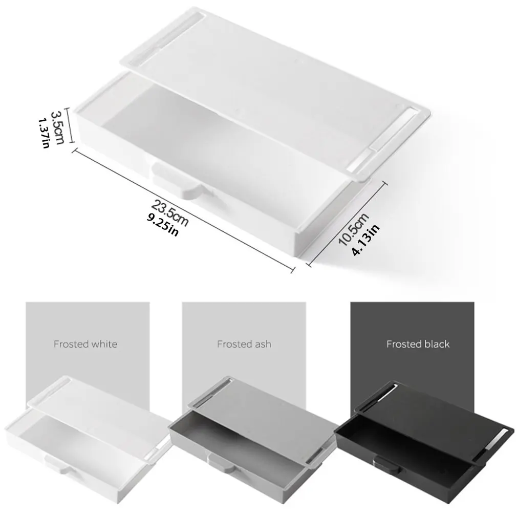 Bandeja de lápices autoadhesiva creativa, cajón de almacenamiento de mesa de escritorio, caja organizadora debajo del soporte del escritorio, caja de almacenamiento autoadhesiva