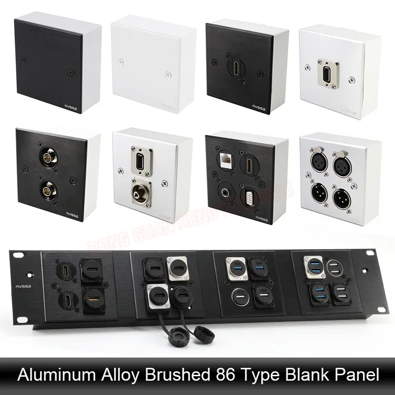 86 Panel Type D 1/2/3/4 Holes Blank Board  XLR RCA Wall Sockets 86 Panel Information Box Audio Video Power Outlet Aluminum Alloy