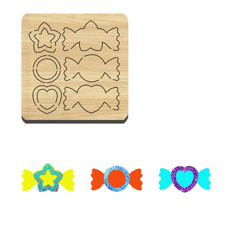 SIZZIXDIES 1piece 7-inch 3-layer candy graphic wooden cutting dies suitable for most machines