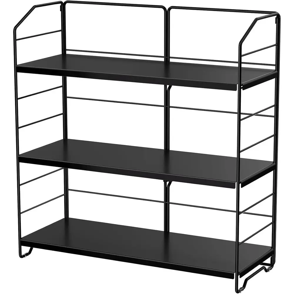 

Трехуровневый органайзер для ванной комнаты с регулируемой высотой, для кухни, кладовой, гостиной, офиса, металлический, черный