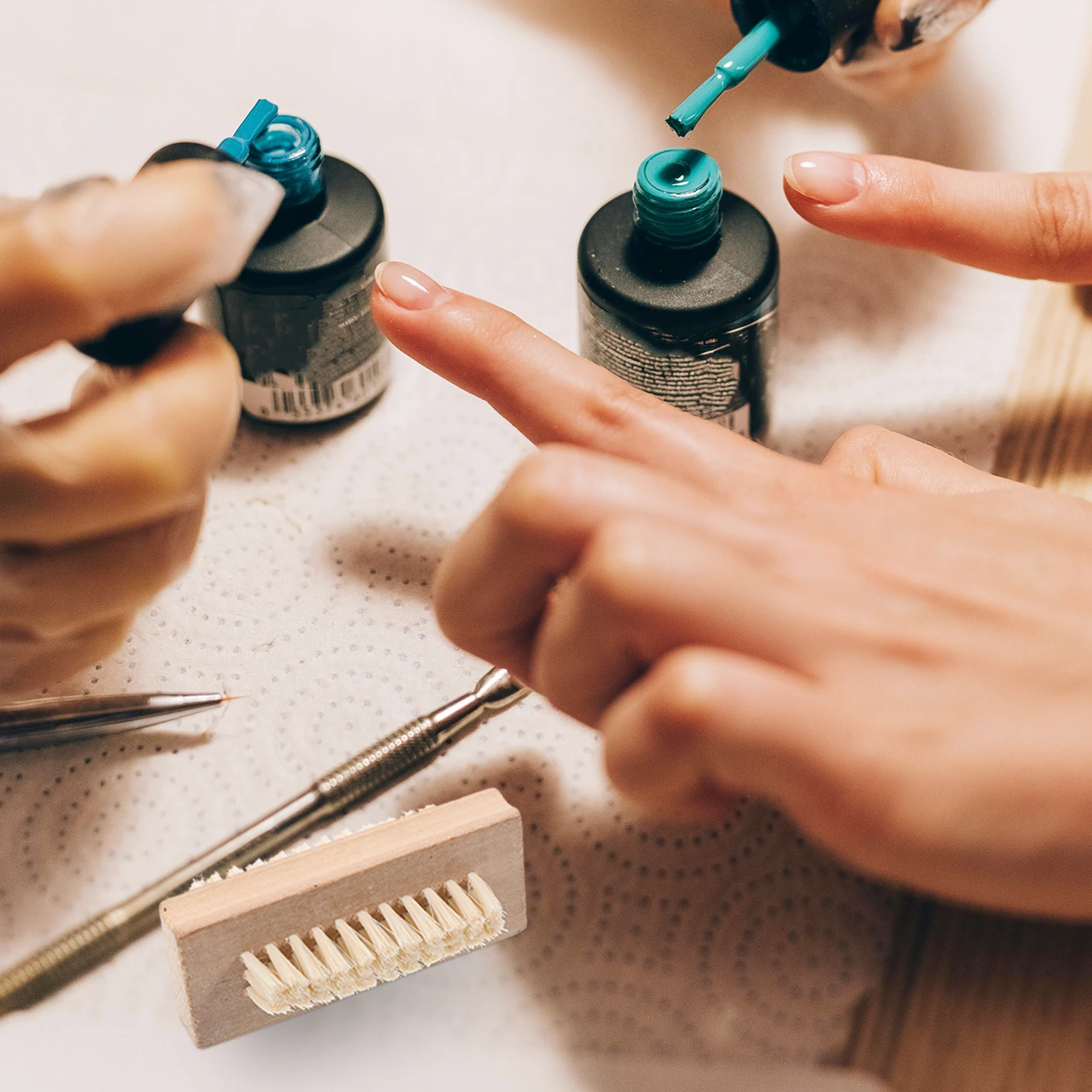 

Bristle Nail Brush Double Sided 10x4 5x4cm Smooth Round Wooden Handle Natural Bristle Hand Foot Washing SPA Massage