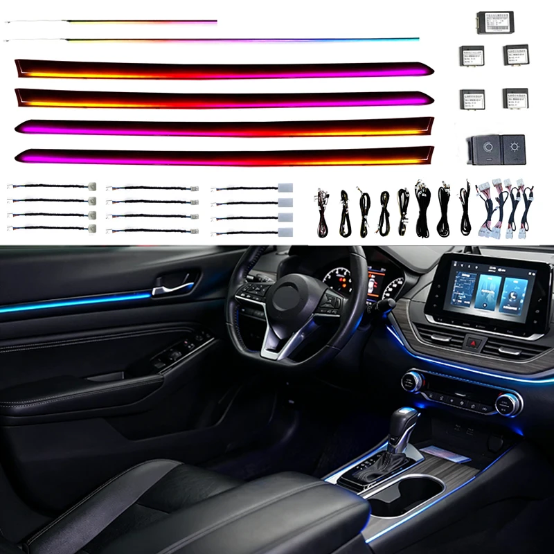 For Nissan Altima Teana 2019-2023 Car Ambient Light Dashboard Door Decoration Symphony RGB Atmosphere Lamp Button APP Control
