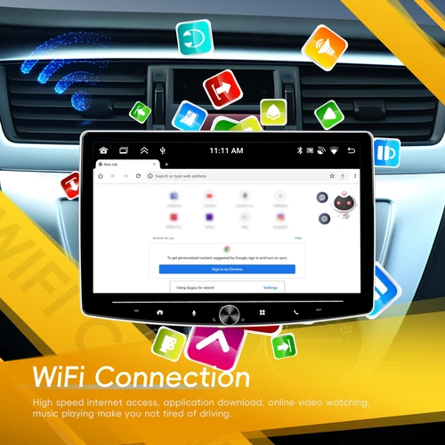 Imagen 2 del producto Podofo-Radio con GPS para coche, reproductor con Android, 1DIN, 10,1 pulgadas, pantalla giratoria Universal de 360 °, Carplay inalámbrico, Bluetooth, WIFI