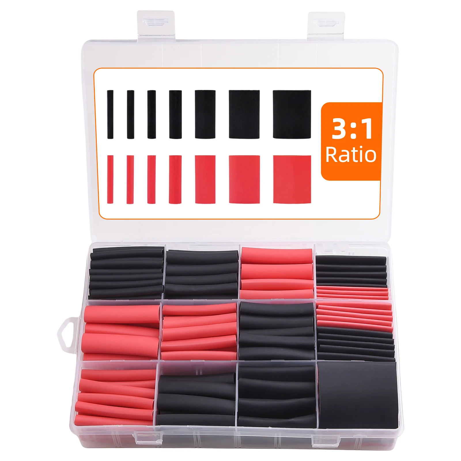 Wire Heat Shrink Tubing Kit - 3:1 Ratio Adhesive Lined, 200pcs 7 Size Waterproof Industrial Electrical Heat Shrink Wrap Tubes