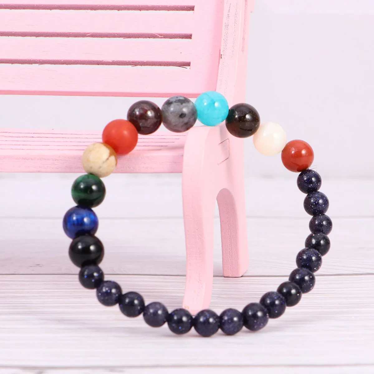 

2 Pcs Planet Bracelet Gemstone Solar System Bracelets Charm Stretch Universe Star Women Miss