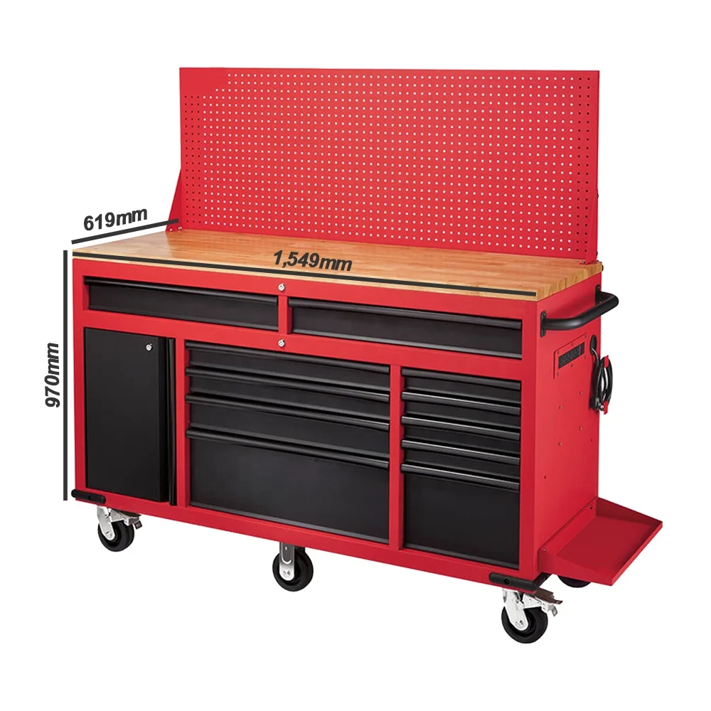 China OBM/OEM 11-Drawer Metal Mobile Workbench Cabinet Workstation Tool Storage Chest With 3-Year Warranty For Garage