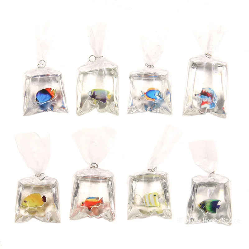 1pc Kawaii Colorful Tropical Fish Resin Charms Water Bag Fish Earring Keychain Pendant Accessory Diy Crafts Jewelry Make
