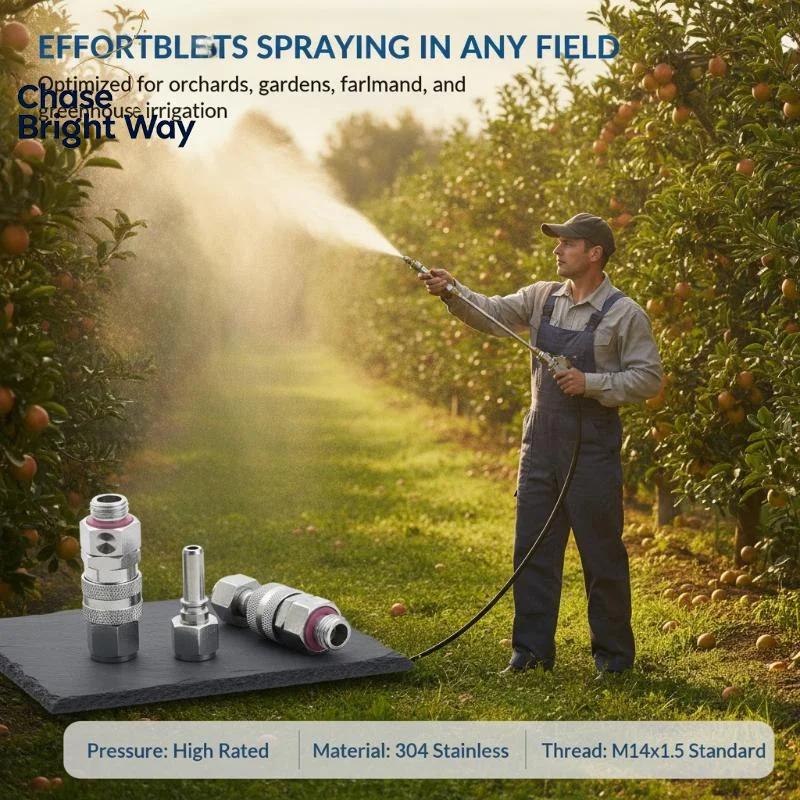 High Pressure Water Spray Nozzle Featuring Japanese Quick Connector M14x1.5 Thread Brass Stainless Steel Construction