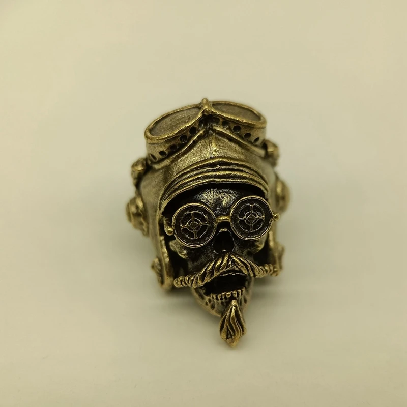 Pilot Helmet Skull Head Brass Knife Bead Outdoor EDC Umbrella Rope Pendant DIY Paracord Woven Bracelet Accessories Lanyard Charm