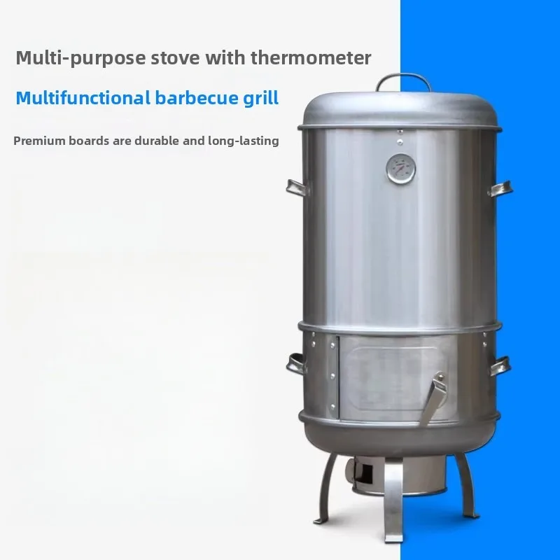 40 Inch Smokeless Charcoal Roaster Oven Outdoor Cooking Barrel For Duck Chicken Skewers Camping Home Stainless Steel
