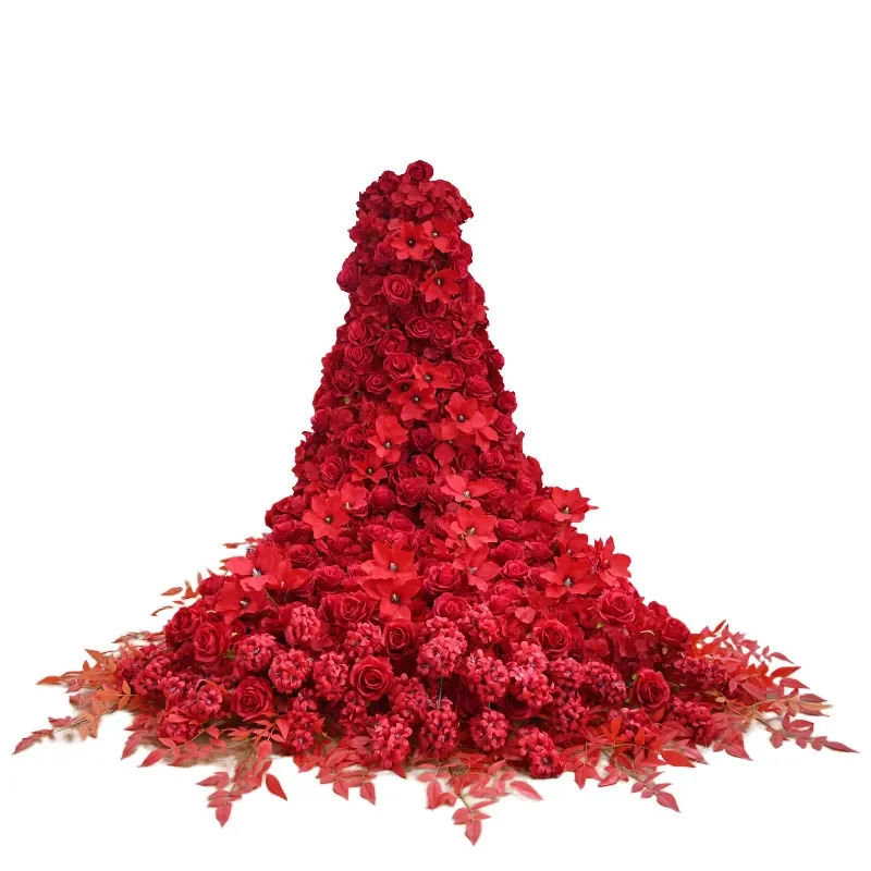 a*-Red waterfall trailing flower arrangement simulation flower fake flower wedding proposal birthday banquet real estate.