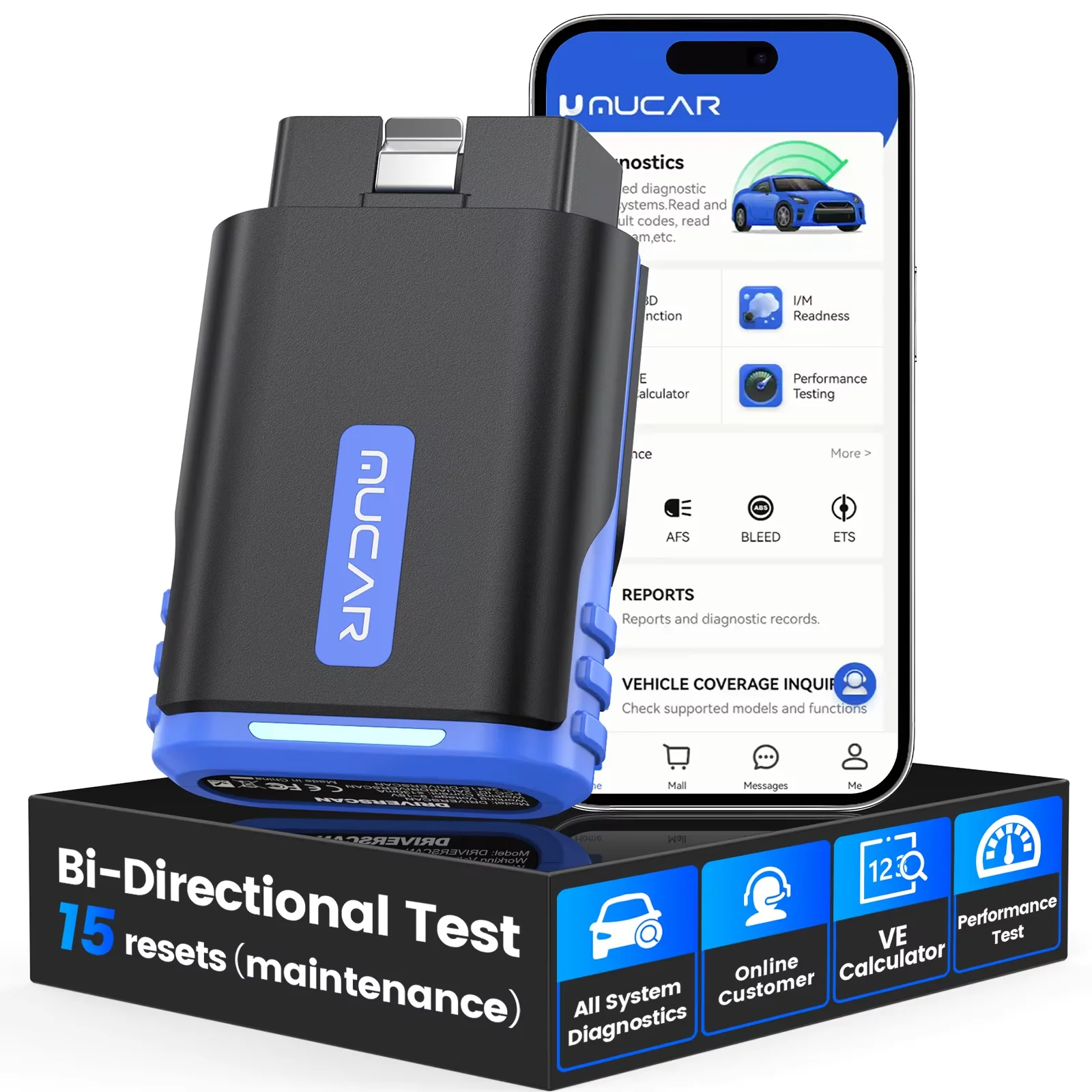 

MUCAR DriverScan Bidirectional Scan Tool OBD2 Bluetooth Scanner Car Diagnostic Tools Full System Diagnose 15 Reset Code Reader