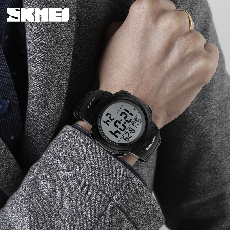 SKMEI 1068 Calendar PU Strap 5Bar Waterproof Digital Watch reloj hombre Outdoor Sport Watch Men Big Dial Fashion Simple Watches