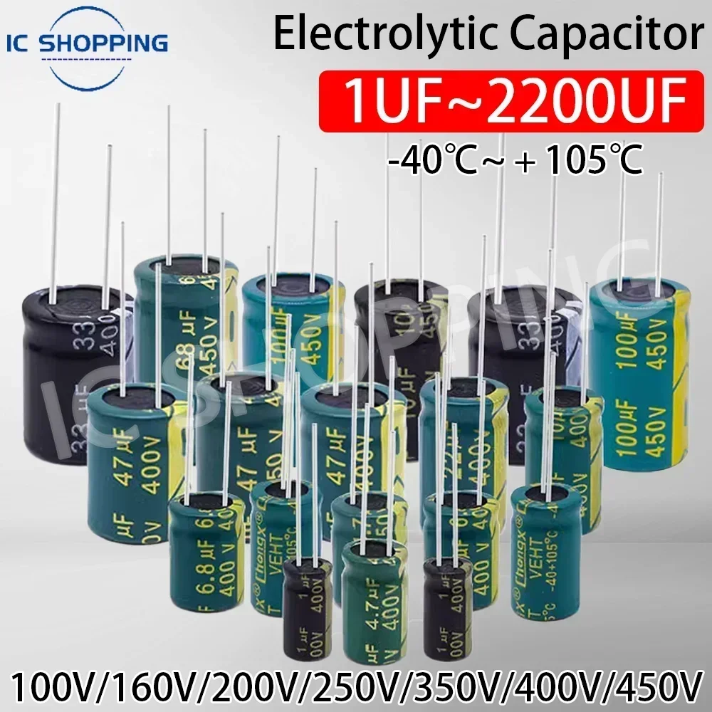100V 160V 200V 250V 400V 450V Aluminiowy kondensator elektrolityczny 1 2.2 3.3 4.7 10 22 33 47 68 100 120 150 220UF 330 470 1000 2200UF