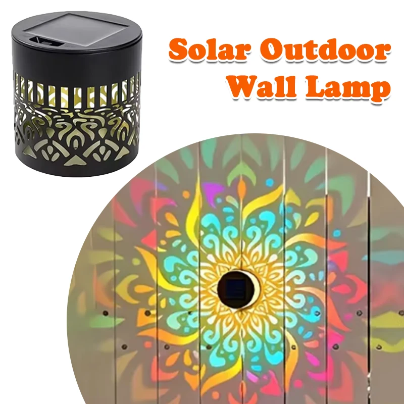 1/2PCS Solar Mandala Wall Lamp Outdoor Garden Patio Walkway Decorations LED Waterproof Wall Light Auto On/Off Night Light