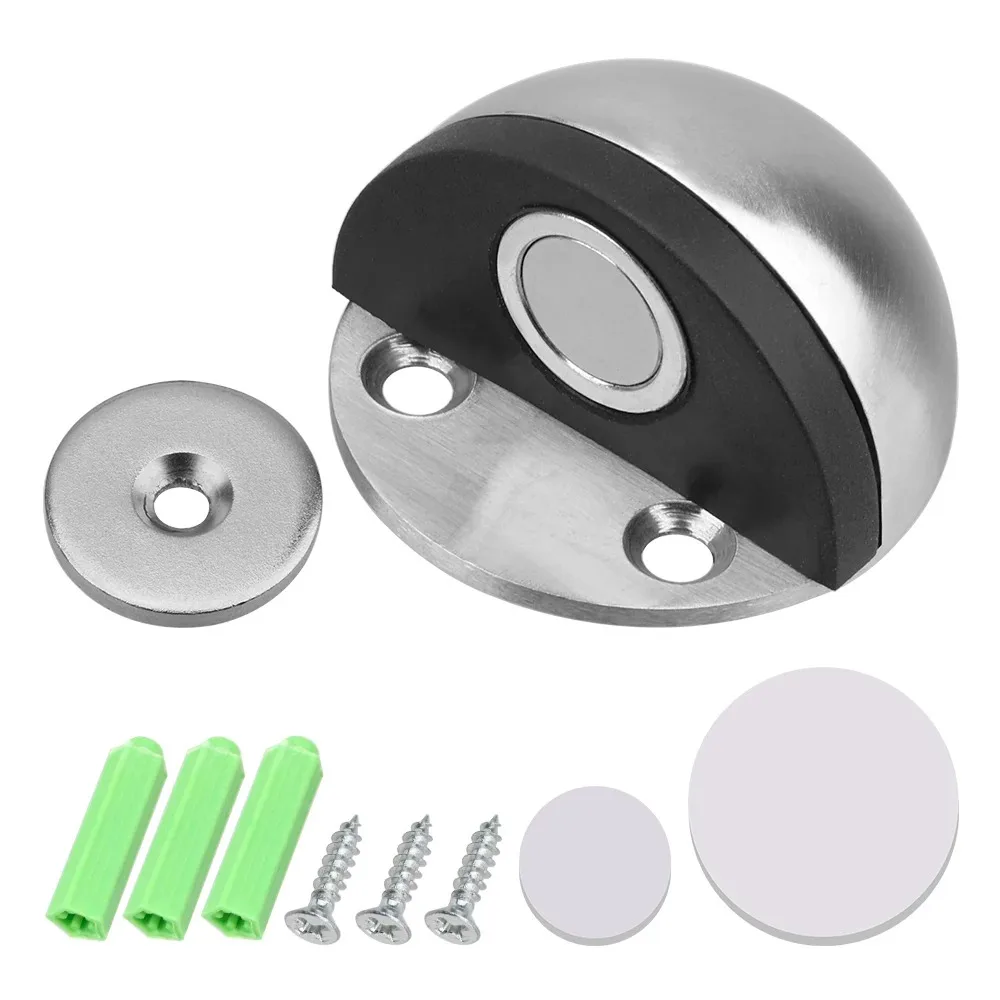 KK & FING fermaporta magnetico in acciaio inossidabile Punch-free Door Touch aspirazione magnetica in gomma semicerchio Anti-collisione fermaporta
