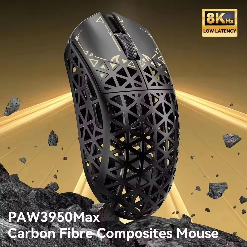 R5 Ultra Wireless Gaming Mouse Carbon Fiber Case 39g Ultra Light Claw 3950 Max Optical Sensor Gaming Mouse