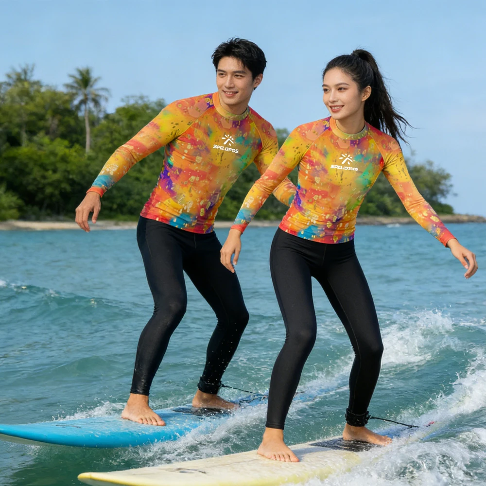 Men Women Long Sleeve Surfing Shirt Quick Dry Rash Guard Sailing Top Wear Swim Beach Surf Top for Water Sport Fishing Touring