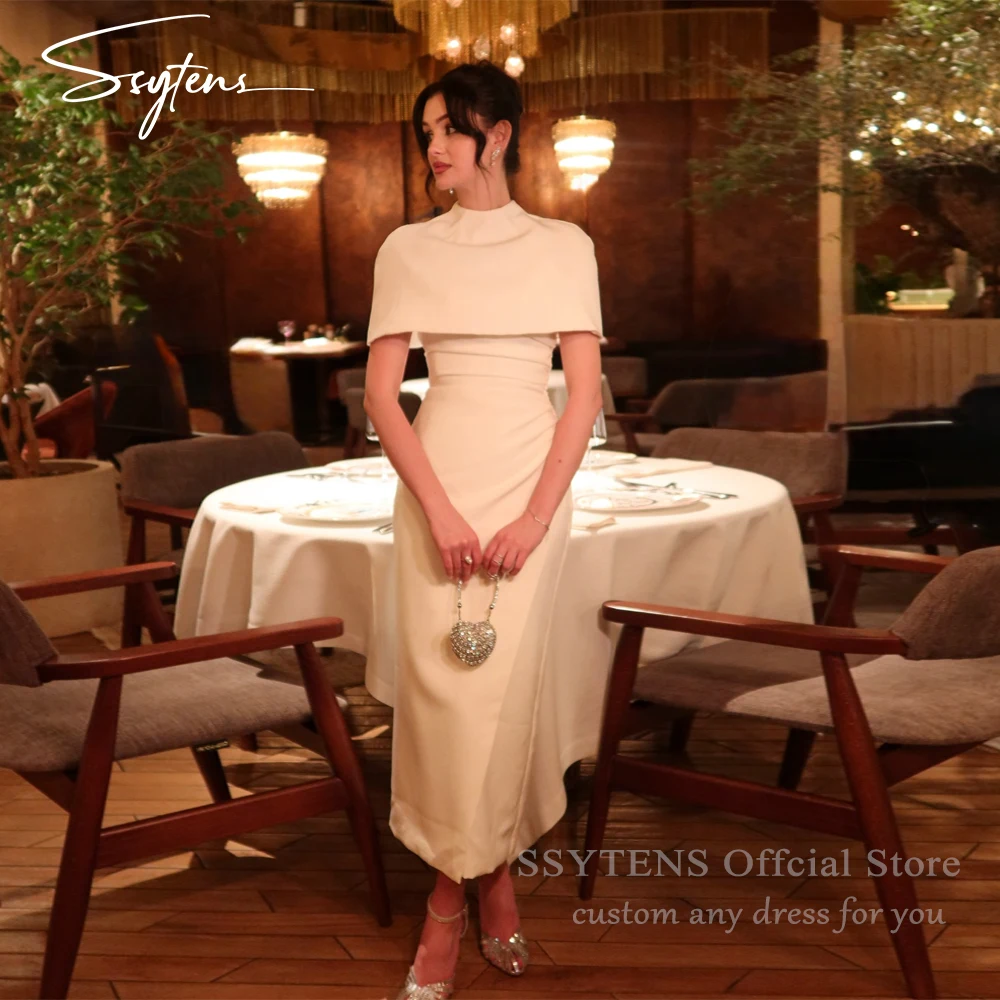 

SSYTENS Modern Mermaid Prom Gowns Cap Sleeves Wedding Party Dresses Ankle Length Evening Dress robe de soirée femme Customized