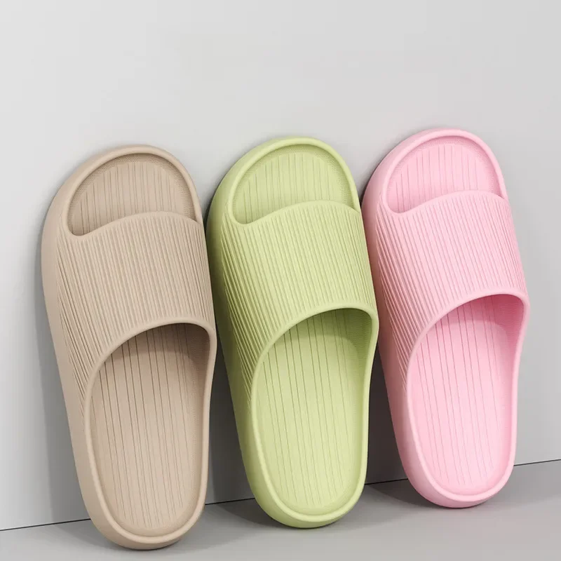 

New Men Slippers Summer Soft Light Stripe Concise Fashion Summer Beach Sandals EVA Women Slides Bathroom Anti-Slip Home Shoes