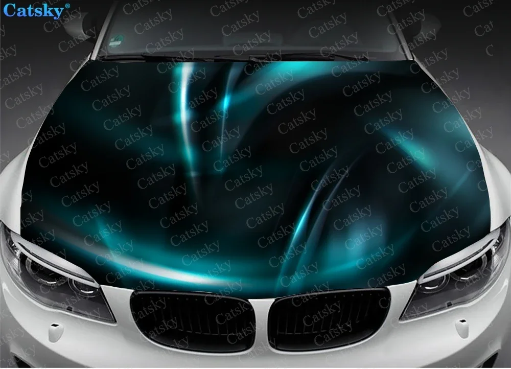 Abstract -  Turquoise Car Decal Car Hood Wrap Decal Vinyl Sticker Full Color Graphic Car Hood Wrap Decal Vinyl Sticker