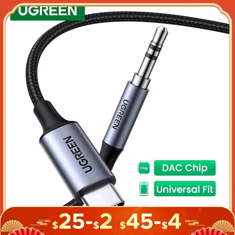 UGREEN USB C to 3.5mm Audio Aux Cable Type C 3.5 mm Headphone Male Jack Plug Adapter Car Auxiliary Stereo Cord for iPad Phone